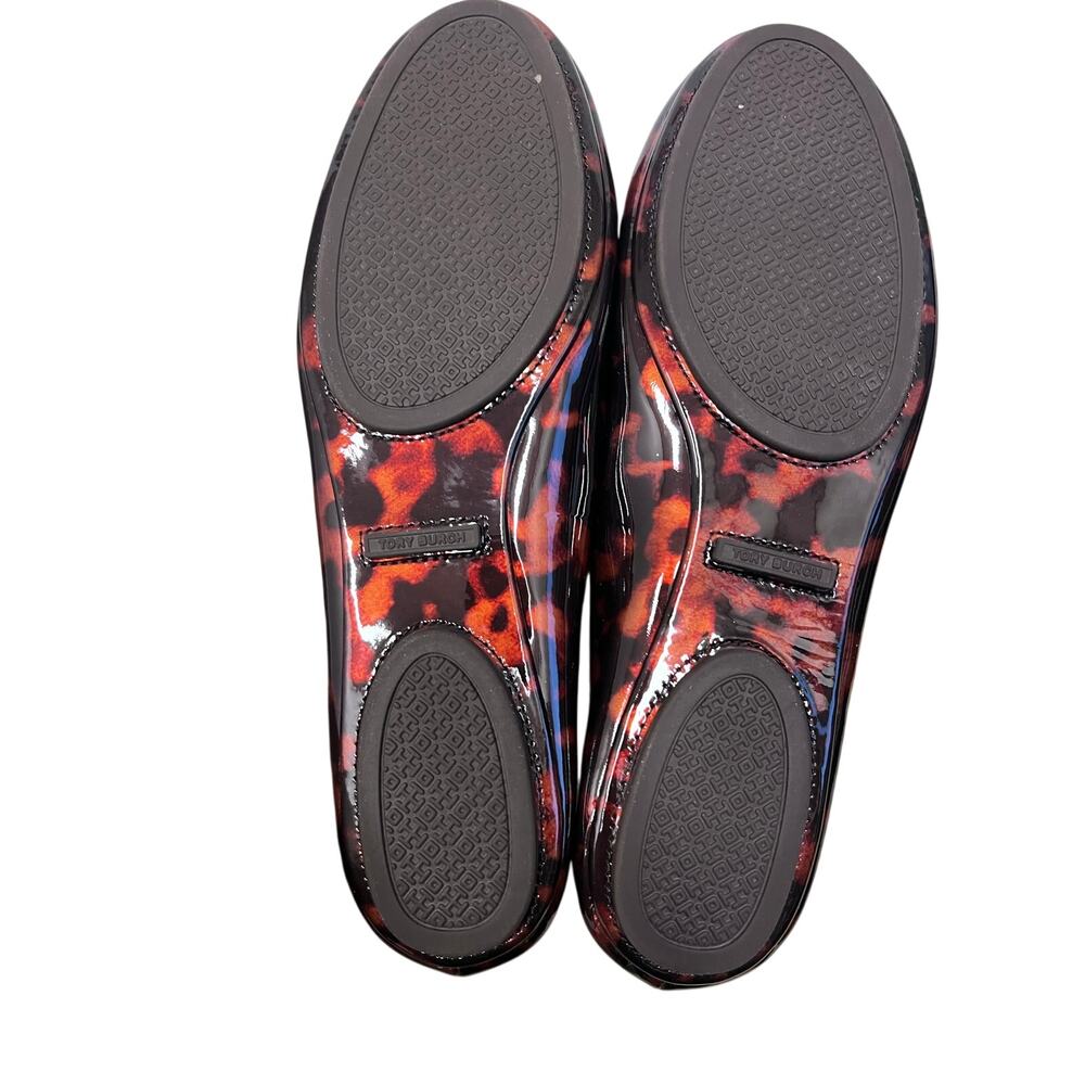 Tory Burch Minnie Ballet Flats Women’s 8.5 Tortoise Patent Logo Slip-On - Picture 10 of 11